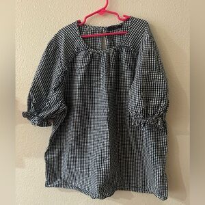 Lucky Brand Black and White Checkered Kids Blouse